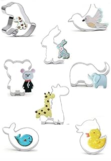8 Pcs Cartoon Animal Cookie Cutters Stainless Steel Fondant Molds DIY Baking Pastry Cutters for Pastry, Bread, Sandwich, Biscuit