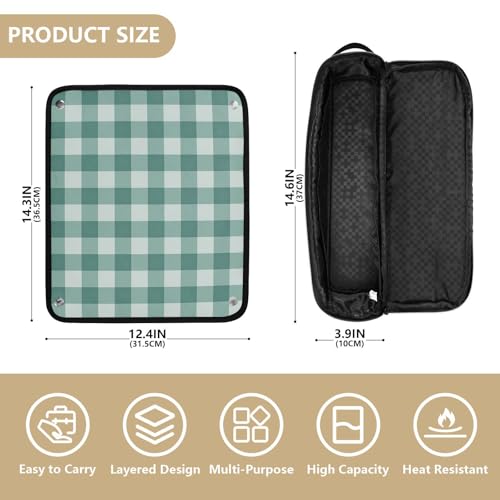 Bolso de viaje para herramientas de cabello Hot Hair Tools con tapete resistente al calor y protector contra el polvo, para planchas, rizadores y accesorios capilares con diseño botánico y gingham miniatura 4
