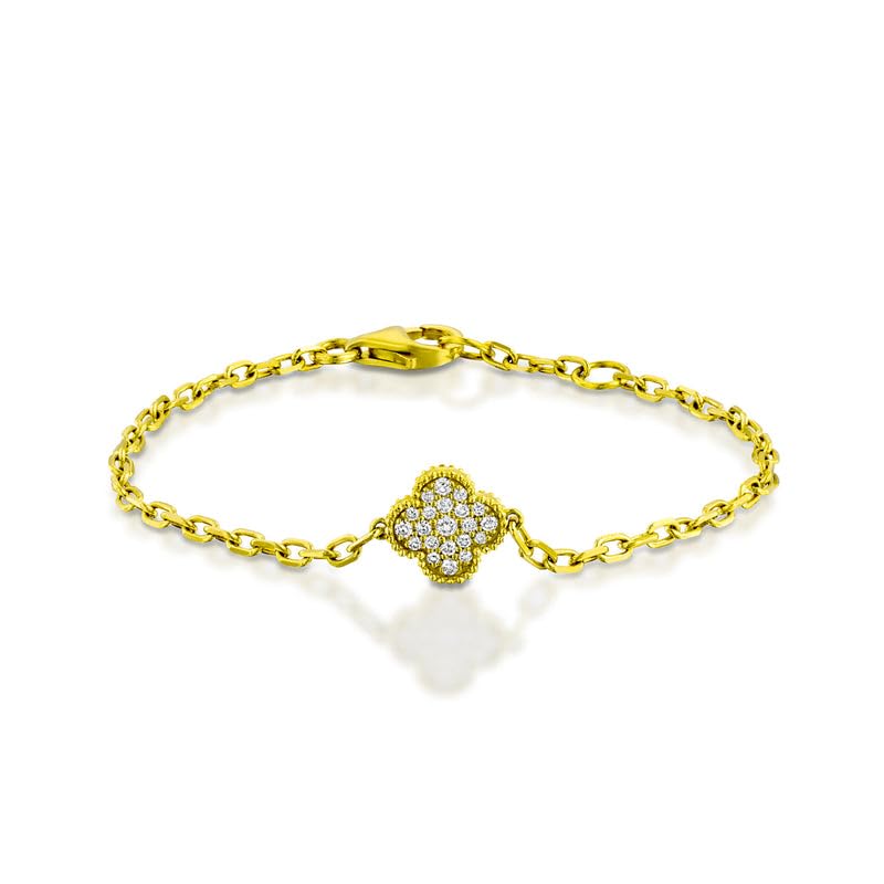Image of Lucky Charm Clover Bracelet for Women | 925 Sterling Silver with 18K Gold Plating | Adjustable & Anti-Tarnish | Stylish Designer-Inspired Jewelry