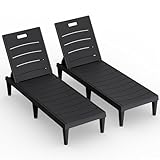 Greesum Outdoor Chaise Lounge Chair Set of 2, Waterproof 5-Position Adjustable PP Sun Loungers for Patio, Poolside, and Beach Sunbathing, Black