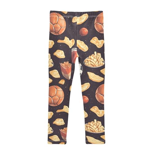 Football Food Funny Design Girls Leggings Ultra Soft Compression Yoga Gym Pants for Kids 4-10T2
