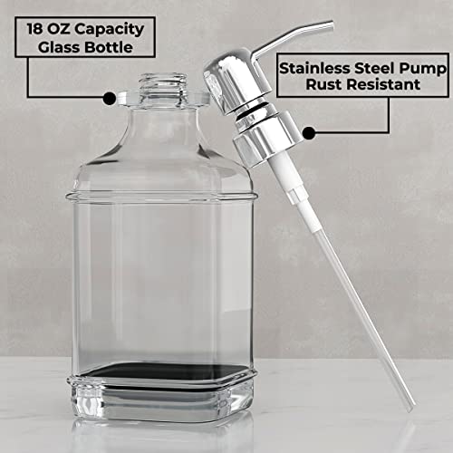 image for GLADPURE Soap Dispenser - 2 Pack, 18 Oz Antique Design Thick Glass Han