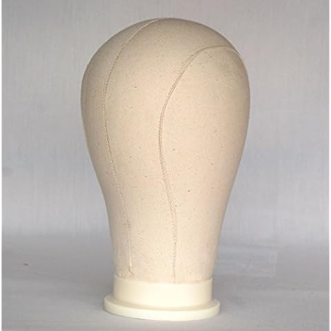 Canvas Block Head (21" Circumference) Canvas Block Head 7 Size available (21"- 24") Mannequin Head Wig Display With Mount Hole (21" - Block Head) Cover