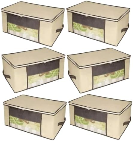 Kit 6 Organizadores Tnt Caixa Closet Roupa Cama Edredom Toalha 60...
