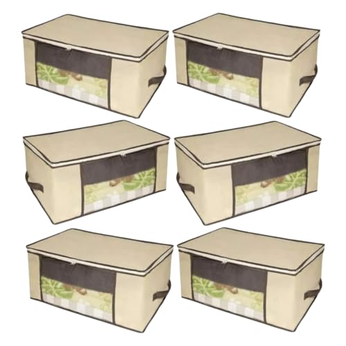 Kit 6 Organizadores Tnt Caixa Closet Roupa Cama Edredom Toalha 60...