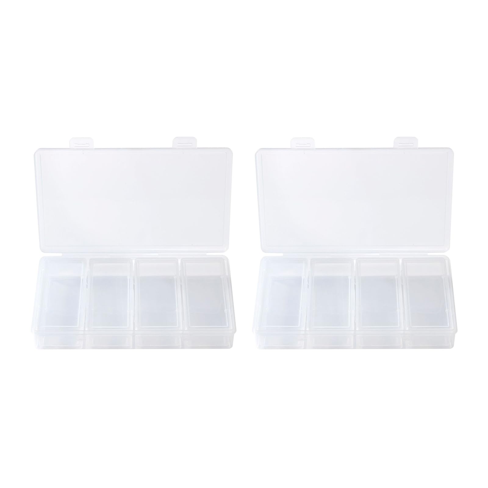 alloneslife Space Saving 4 Section Display Case for Jewelry Collection Storage Box for Rings Earrings and Supplies Clear Jewelry Planner with Dividers