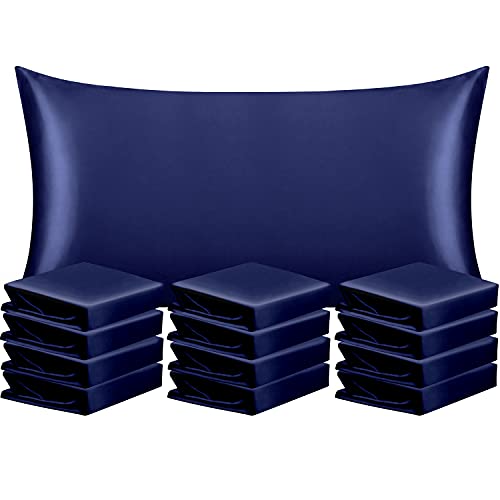 NTBAY King Satin Pillowcases, Set of 12, Navy Blue