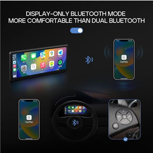 [2024 Fully Laminated Screen] CarpodGo T3 Pro Portable 60fps Wireless Carplay Android Auto, 8.9" 1920 x 720 IPS Touch Screen Car Stereo, Display-Only BT Mode Supports Steering Wheel Controls
