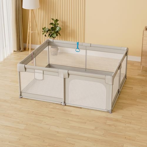 BRZU ベビープレイペン 滑り止め吸盤付き バスケット ロック付き 大型 吊り下げリング カバー付き 室内屋外兼用 ジッパードア 多機能 子供用遊び場 洗濯可能 出産祝いにも最適 (A1,120*180cm)