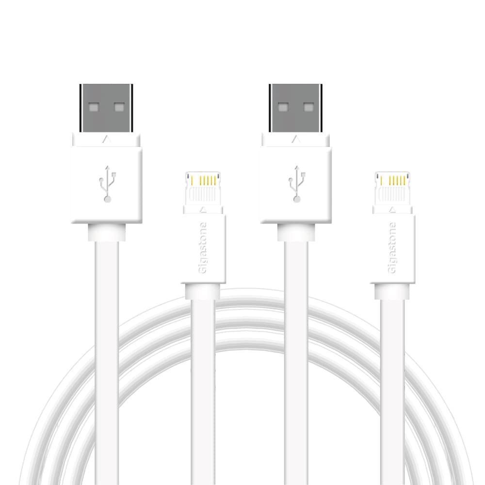 Gigastone【2-Pack】 Charging Cable for Apple Lightning Devices, 3ft Fast Charge 12W, Compatible with iPhone, iPad, Charging only, Data Sync not Supported, White