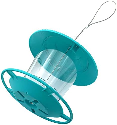 Zeqeey Bird Seed Feeder Hanging Wildlife Birds Feeder for Feeding Outdoor Garden Mix Seed Blends Sunflower Heart Peanuts Nut Attracting Dunnocks Blue Tits Robins, Blue