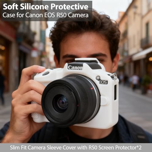 Funda de silicona para cámara Canon EOS R50 blanca miniatura 2