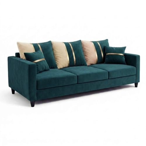 Image of Jester Plush Comfort Sofa | 3 Seater | Luxury Velvet Suede Fabric | Modern Living Room Sofa | Green Teal