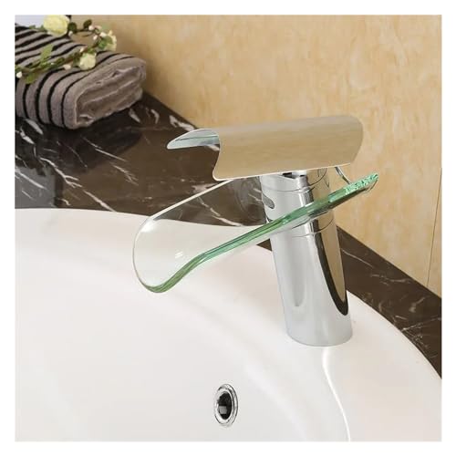 Grifo monomando de lavabo con diseño de cascada y acabado cromado brillante 4