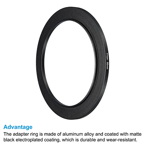 PATIKIL 77mm-95mm Metal Step Up Ring, Camera Lens Filter Adapter Ring Aluminum Filter Adapter Ring for Camera Lenses Hood Black - Image 4