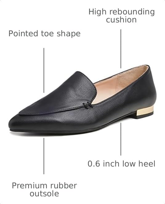 Image of FEVERSOLE Women's Loafer Flat Pointed Deco Low Heel Fashion Slip On Dress Driving Office Shoes