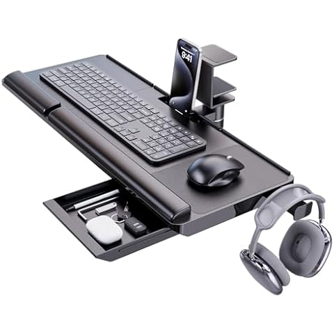Klearlook Adjustable Keyboard Tray with Storage Cover