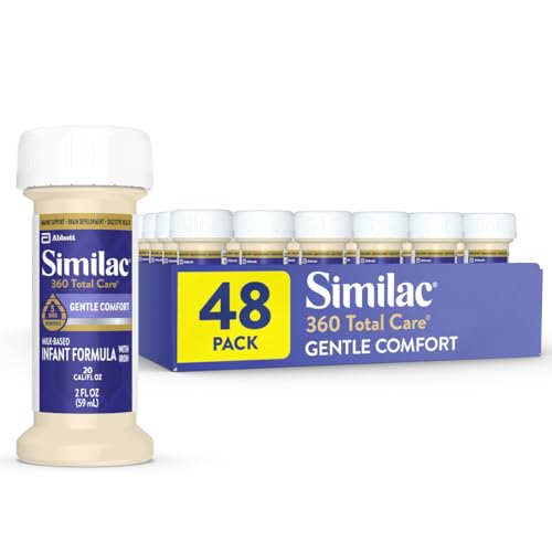 Similac 360 Total Care Gentle Comfort Baby Formula, Easy-to-Digest Formula, Has 5 HMO Prebiotics, Ready-to-Feed Infant Formula, 2-fl-oz Bottle, Pack of 48