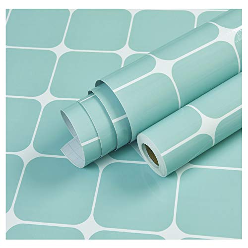 Vinilo protector para muebles de cocina, rollo impermeable de rejilla azul claro, 60cm x 6m 2