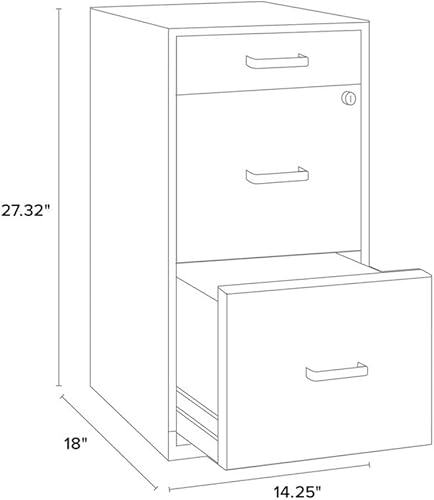 Miniatura 2 de Space Solutions Hirsh - Armario organizador de metal moderno de 18 pulgadas de profundidad con cerradura de leva, 3 cajones, tamaño carta, para