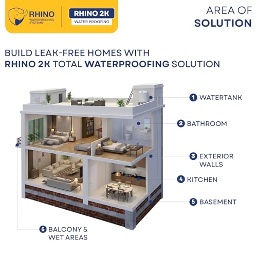 Image of Rhino 2K 2-Parts Flexible Acrylic Cementitous Waterproofing for Bathroom, Roofs, Basement Wall, Suitable for Concrete and Masonry waterproof