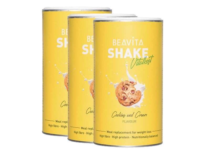 BEAVITA Vitalkost Diät-Shake Cookies and Cream (3x572g) Abnehmen* - vitamin-und nährstoffreicher Mahlzeitersatz mit Eiweiss Protein Pulver - Protein shake zum abnehmen