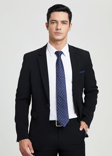 Image of HISDERN Mens Dress Shirt with Tie Pocket Square Set Classic Button Down Shirt Matching Tie Long Sleeve Shirts