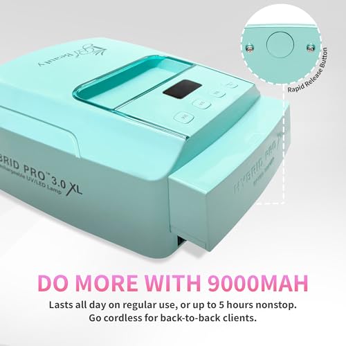 Image of iGel Beauty Hybrid PRO 3.0 XL UV /LED Nail Lamp - Wireless Rechargeable 48W Nail Dryer, Extra Wide Full-Hand Curing, 9000mAh Battery, Smart Timer & Builder Gel Mode, Cordless Professional Lamp