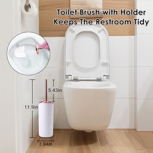 9 Pieces White Bathroom Accessories Set Gorgeous Gold Bathroom Set, Trash Can, Toilet Brush, Soap Dispenser, Toothbrush Holder, Soap Dish, Tumber, Qtip Holder, Tray, Sink Countertop Set by BSSN - Image 3