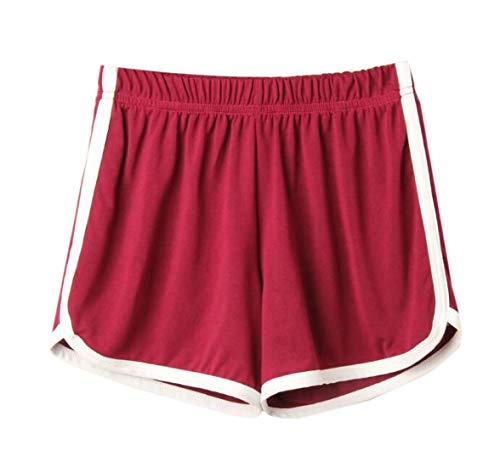 Shorts de praia Jotebriyo feminino, cintura elástica, ajuste solto, verão, Wine Red, X-Small