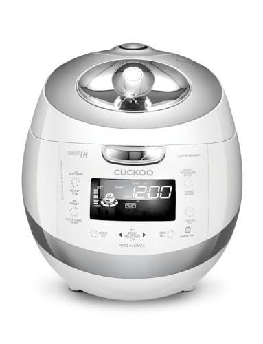 CUCKOO High Pressure Rice Cooker 6-Cup Uncooked / 12-Cup Cooked with Induction Heating Technology, Versatile Rice Maker with 16 Menu Options and Steam Plate, Voice Guide, White (CRP-BHSS0609F)