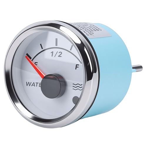 Zerodis Water Level Gauge, 52mm Mounting Hole Analog Needle Display with Alarm Light and IP67 Watproof, for Bo Truck RV Genor