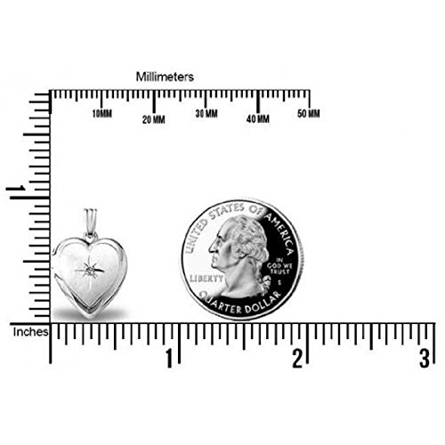 PicturesOnGold.com Sterling Silver Heart Locket W/Diamond 2/3 Inch X 2/3 Inch Sterling Silver2