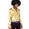 Boland 02162 – Discohemd met ruches, goud, maat L / 50-52, voor heren, kostuum, partyshirt, Schlagermove, jaren ’70, themafeest, carnaval