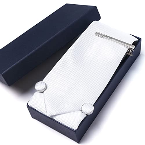 Set corbata con pañuelo y gemelos en caja para hombre