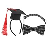 EPIGEIST ペット卒業帽子 犬猫用軽量ヘアバンド 蝶ネク付き 撮影用コスチューム 調節可能フォーマルスル パーティーや誕生日ハロウィンにも