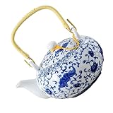 Théière décorative - portable à transporter lorsque vous travaillez au bureau, à la maison en voyage grâce à la conception de la poignée portable, théière en céramique vintage