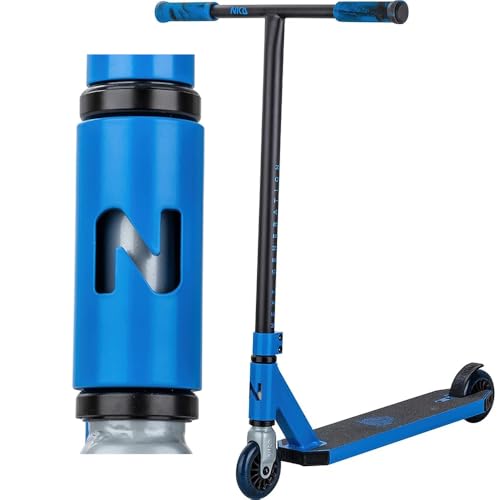 NKD Trottinette de Stunt – Next Generation | Roulements Haute Performance ABEC-9 | Guidon Rotatif à 360° pour Le Freestyle | Alliage d’Aluminium 6061 Durable (Bleu)