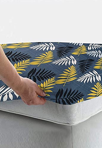 Image of Microfiber Fitzy 280 Tc Fitted Bedsheet King Size, Elastic Bedsheet, 72X78 + 10 In Drop,With 2 Pillow Covers (Grey-New-Leaf)