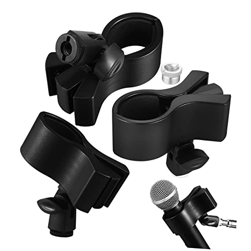 3Pcs Adjustable Microphone Clip Holders with Nut Adapters Mic Stand Clips for Professional Broadcasting Stage Performance and Recording Studio
