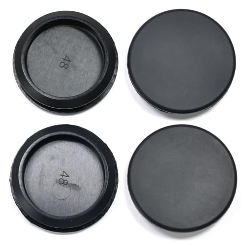 Image of 4 Pcs 48 mm Silicone Rubber Plugs Snap in Locking Hole Plugs for 48 mm (1-7 /8 inch) Round Holes, Flush Type Rubber Stoppers, Flexible Tube Pipe End Caps Covers, Waterproof Sealing Plugs, Black
