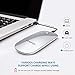 FENIFOX Bluetooth Mouse, Slim Mini Portable Flat Travel Wireless Mouse Rechargeable Quiet Ultra-Thin Mice Compatible with Laptop,Tablet,Notebook,PC (Silver and White)
