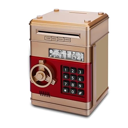Adsoner Cartoon Piggy Bank, Electronic ATM Password Cash Coin Can Auto Scroll Paper Money Saving Box Gift for Kids (Gold)