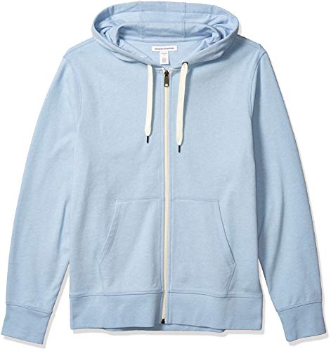 Amazon Essentials Men's Lightweight French Terry Full-Zip Hooded Sweatshirt, Light Blue, Large