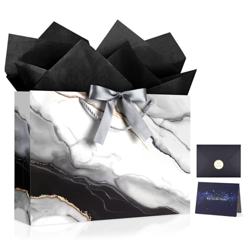 Image of JMANNI Gift Bags, Valentines Gift Bags with Ribbon, Portable Paper Gift Bag, Marble Pattern, for Any Occasion, Including Valentines Day Baby Shower Birthday Party Wedding Mothers Day(LP11-DLS06-L
