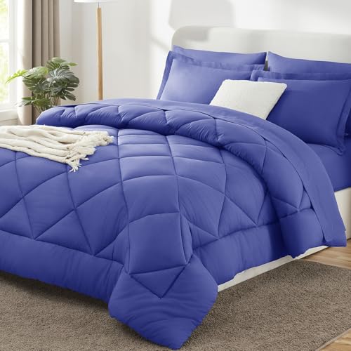 Image of CozyLux Full Size Comforter Sets Very Peri - 7 Pieces Bed in a Bag Full, Luxury Soft Bed Set for All Seasons, Bedding Set with Down Alternative Comforter, Sheets, Pillowcases & Shams