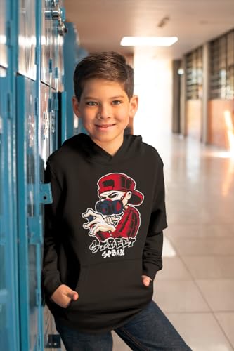 Sweat à capuche graffeur 12 ans vêtement graffiti enfant noir