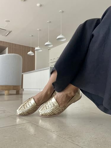 Image of Macarena Collection Leather Sandals for Women | Handmade Mexican Huarache | Woven Slip-On Shoes with Cushioned Insole | Artisan Crafted Genuine Leather