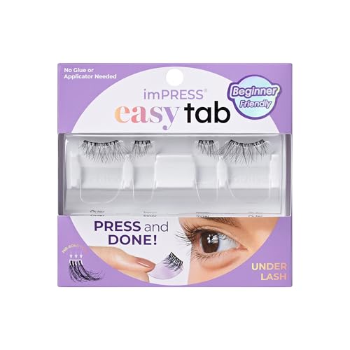 Kiss Impress Falsies Easy Tab Press On Self Adhesive Eyelashes, Black, 'Black Wispy', 1 Pair of...