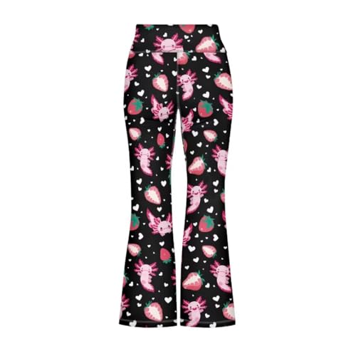 Axolotls Girls Flare Leggings 9-10 Code Cute Girls Bell Bottom Pants for Camping High Waisted Yoga Pants for School Skin-Friendly Athletic Legging for Bike Gift for Daughter2
